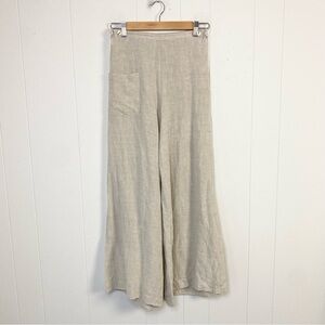 Sula 100% Linen Pants Wide Leg Size XS Beige Tan Granola Lagenlook Cottagecore